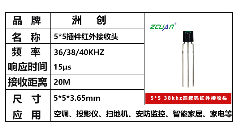 “5*5接收頭，插件紅外接收頭，投影儀接收頭，接收頭的應(yīng)用”/